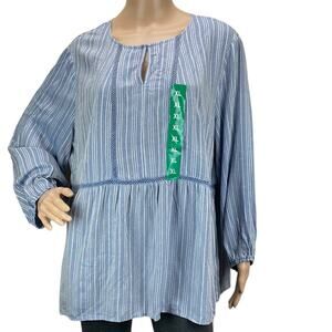 Fever NWT Whistler's Striped Lace Inset Peplum Tunic XL